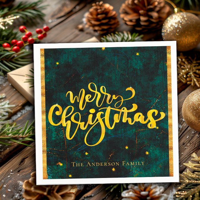 Guardanapo De Papel Emerald Green - Dourado Escrito elegante de Natal  (Criador carregado)