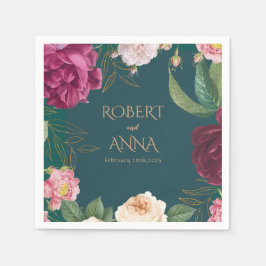 Guardanapo De Papel Emerald Green e gold Floral Wedkins