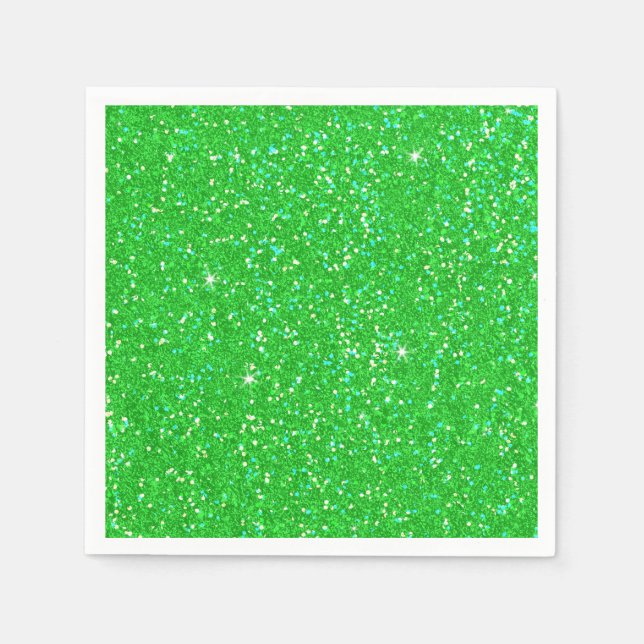 Guardanapo De Papel Emerald Green Glitter Effect Sparkle (Frente)