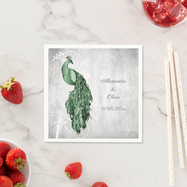 Guardanapo De Papel Emerald Green Peacock Chá de panela Napkins (Insitu)