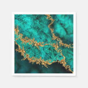 Guardanapo De Papel Emerald Jade Dourado Splatter Abstrato
