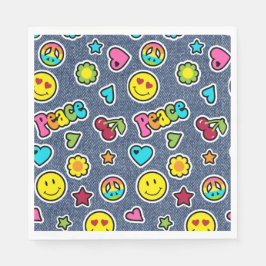 Guardanapo De Papel Emoji Smile Denim Festa de aniversario de meninas 