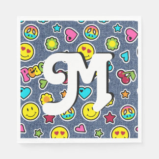 Guardanapo De Papel Emoji Smile Denim Girl Bday Party Napkins carta M