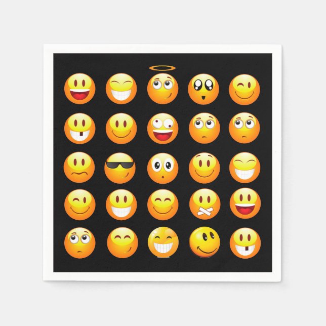 Guardanapo De Papel emojis napkin negro (Frente)