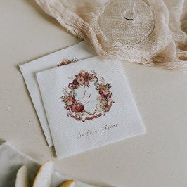 Guardanapo De Papel Enamorarse | Crista de Casamento Flores de Outono