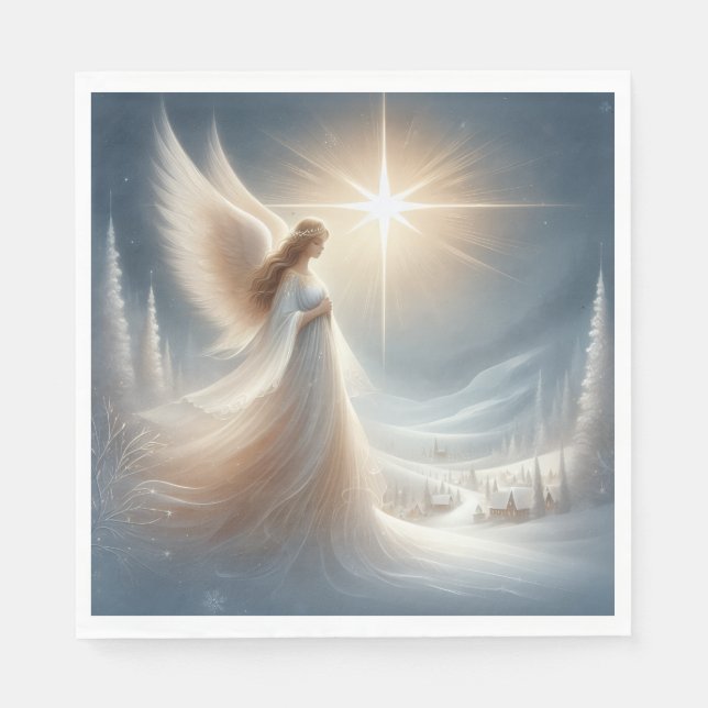 Guardanapo De Papel Enchanted Angel Christmas Party Paper Napkins (Frente)