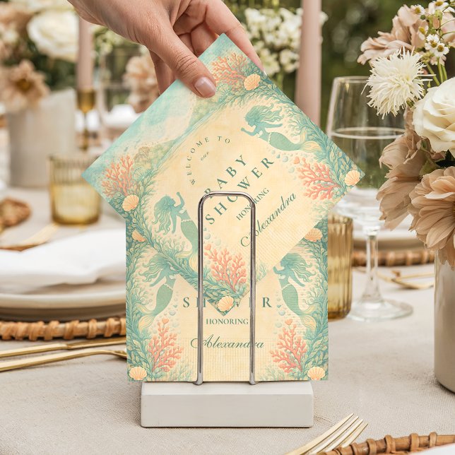 Guardanapo De Papel Enchanted Mermaid Lagoon Baby Shower (Criador carregado)