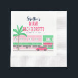 Guardanapo De Papel Encontre-me em Miami Bachelorette<br><div class="desc">Parabéns! Você está noiva. Ou talvez seja a sua melhor. De qualquer forma,  preparem-se para Miami com esses guardanapos de Bachelorette de South Beach. Este design de retro,  cor-de-rosa e verde vai se deliciar com a fuga do fim de semana da sua garota.</div>