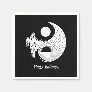 Guardanapo De Papel Encontre o saldo Zen Yin Yang Black White