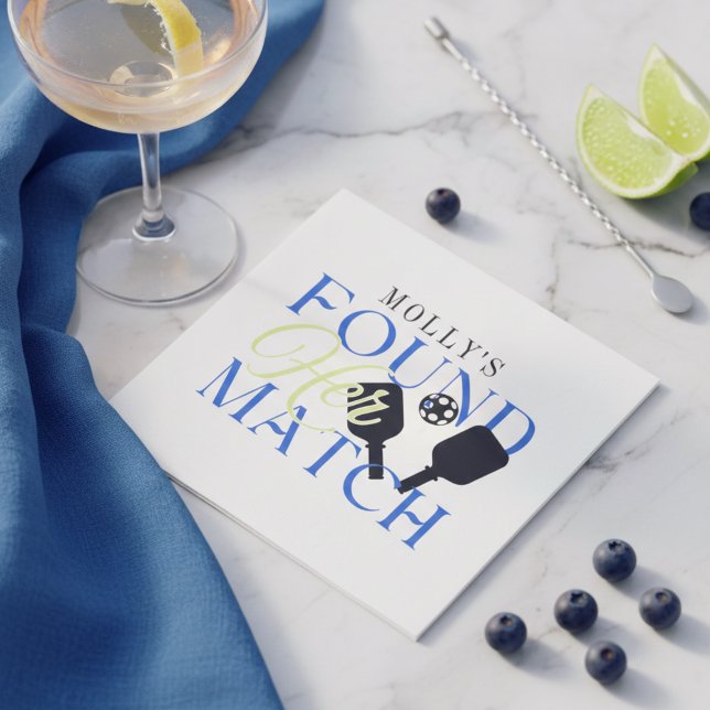 Guardanapo De Papel Encontrou Sua Parceira de Pickleball Despedida de  (Found Her Match Pickleball Sporty Bachelorette Napkins)