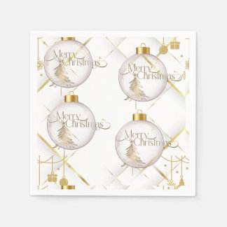 Guardanapo De Papel Enfeite de Natal Luxuoso Dourado e Branco