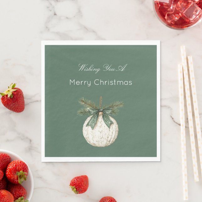 Guardanapo De Papel Enfeite de Natal Marrom Rústico Creme Verde (Insitu)