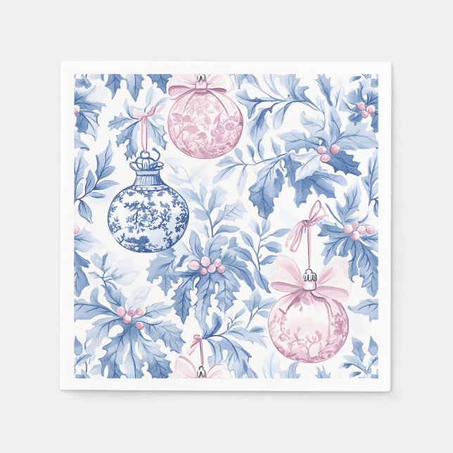 Guardanapo De Papel Enfeites de natal com pasta azul-rosa (Frente)