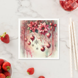 Guardanapo De Papel Enfeites de natal de Poinsettia Whimsical Découpag