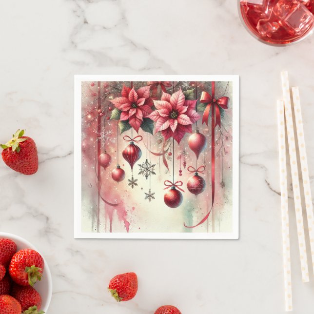 Guardanapo De Papel Enfeites de natal de Poinsettia Whimsical Découpag (Insitu)