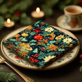 Guardanapo De Papel Enfeites de Natal Elegantes e Jantar com Folhagem