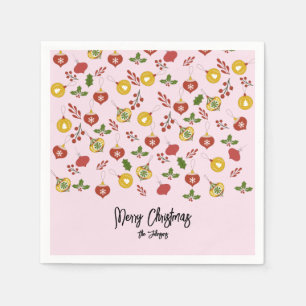 Guardanapo De Papel Enfeites de natal Verde Festivo Rosa