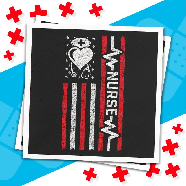 Guardanapo De Papel Enfermeira Apreciação Hero Heart Life Bandeira Ame (Criador carregado)