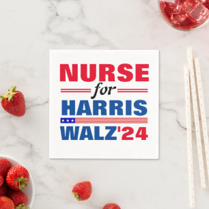 Guardanapo De Papel Enfermeira para Harris Walz Red Blue
