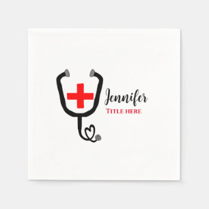 Guardanapo De Papel Enfermeiro médico vermelho mais estetoscópio adici