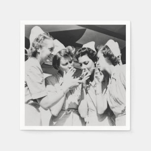 Guardanapo De Papel Enfermeiros Fumando Fotografia da Vintagem