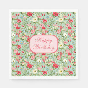 Guardanapo De Papel English Country Wildflower Happy Birthday Napkins