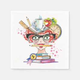Guardanapo De Papel Engraçada Professora Apreciação Lady Hearts
