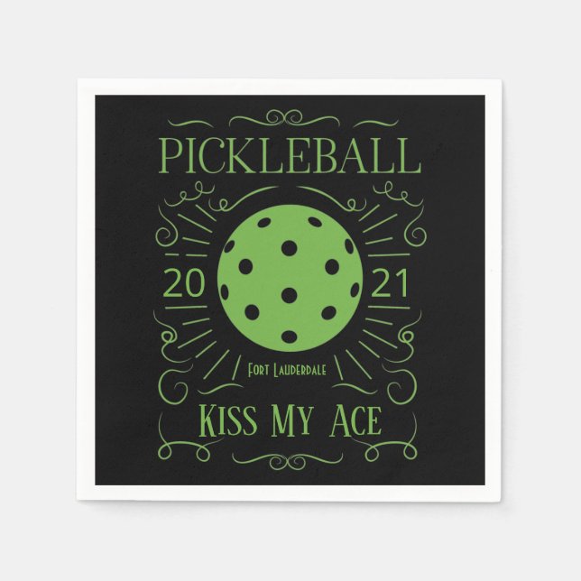 Guardanapo De Papel Engraçado Beija Meu Pickleball Ace (Frente)