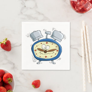Guardanapo De Papel Engraçado Cartoon Alarm Clock Quirky Acordando