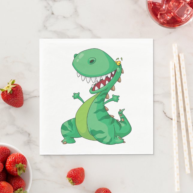 Guardanapo De Papel Engraçado Cartoon Dinossaur Roaring T-Rex (Criador carregado)