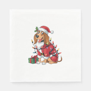 Guardanapo De Papel Engraçado Coonhound Xmas Papais noeis de iluminaçã