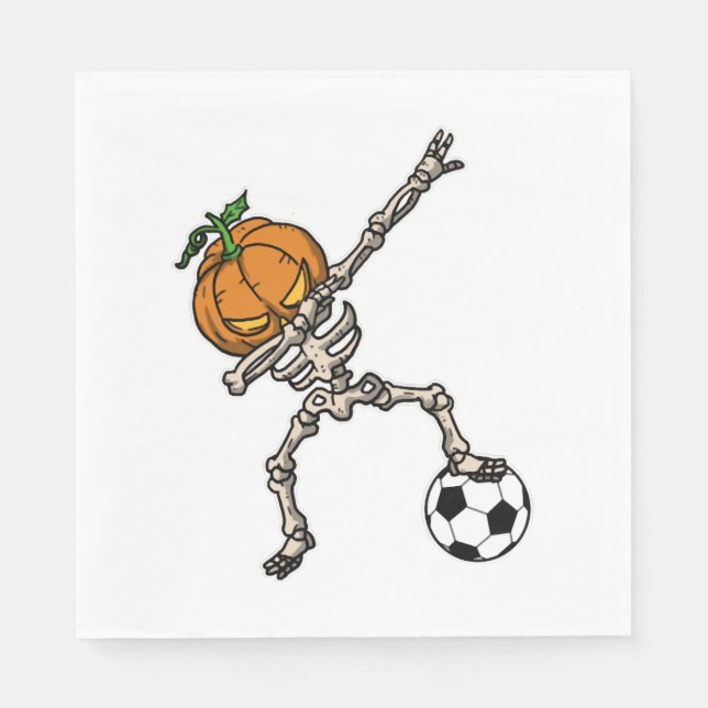 Guardanapo De Papel Engraçado Dabbing Pumpkin Head Soccer Ideia (Frente)