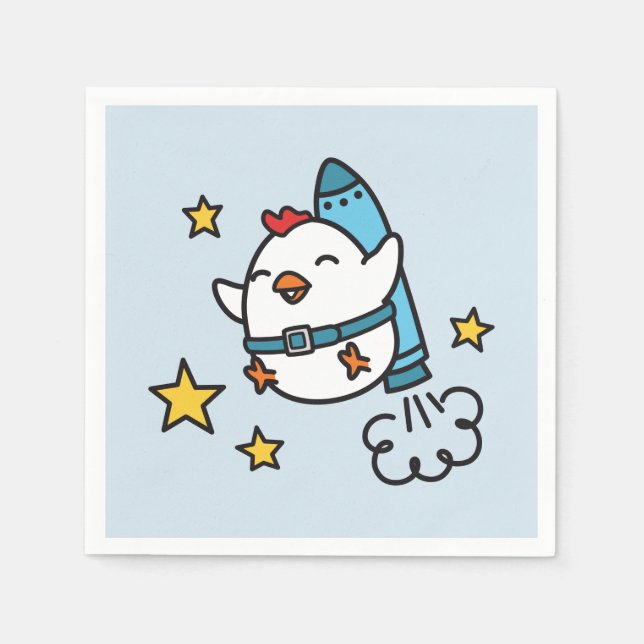 Guardanapo De Papel Engraçado Jetpack Chicken Design (Frente)