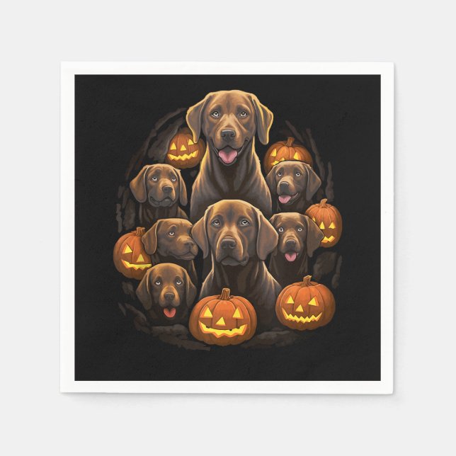 Guardanapo De Papel Engraçado Labrador Retriever Chocolate Pumpkin Hal (Frente)