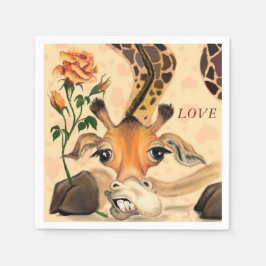 Guardanapo De Papel Engraçado Napkins Giraffe com Rosa - Texto Persona