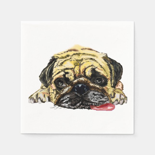 Guardanapo De Papel Engraçado Napkinswith Pug Dog - Personalizável (Frente)