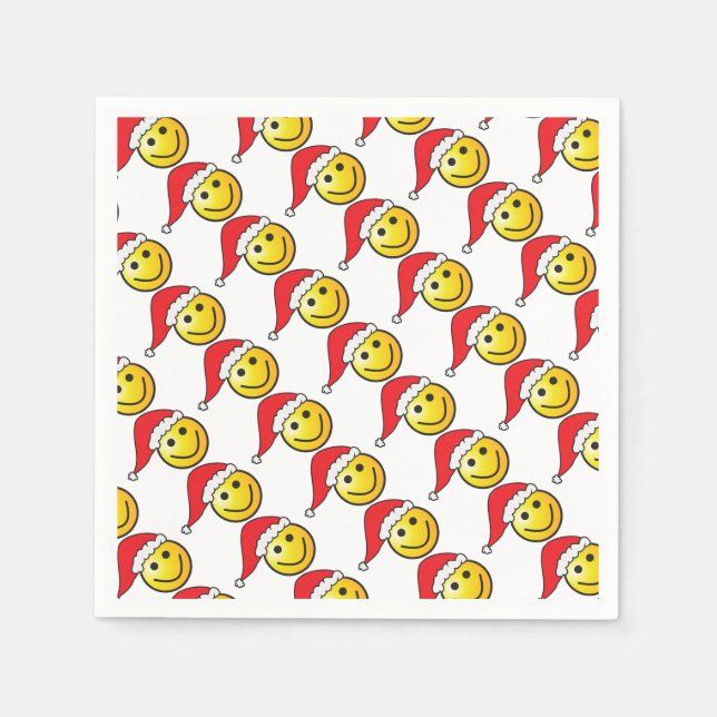 Guardanapo De Papel Engraçado Natal Emoji Santa Hat Patterno (Frente)