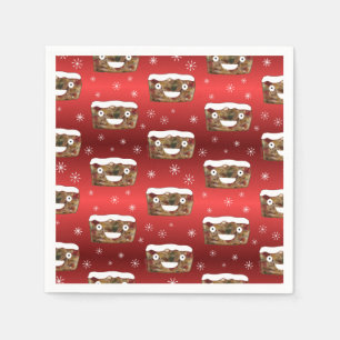 Guardanapo De Papel Engraçado Natal Fruitcake Padrão Vermelho