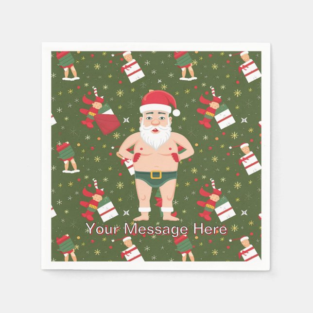 Guardanapo De Papel Engraçado Papais noeis Sujos de Natal Cups (Frente)