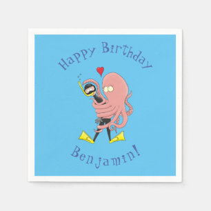 Guardanapo De Papel Engraçado polvo abraços mergulham humor de desen