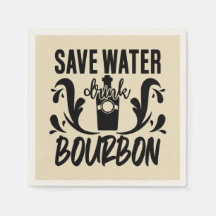 Guardanapo De Papel Engraçado salve água bebida bourbon word art