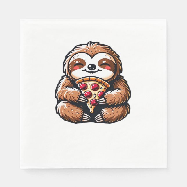 Guardanapo De Papel Engraçado Sloth comendo Pizza, Amante de os animai (Frente)