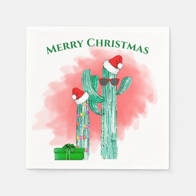 Guardanapo De Papel Engraçado Southwest Cactus Sunvidros Natal (Frente)