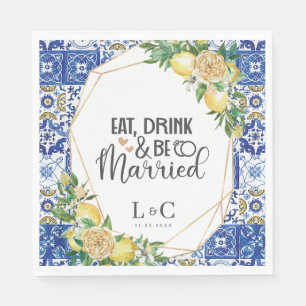 Guardanapo De Papel Ensaio de Casamento de Azulejos Mosaicos Mediterrâ