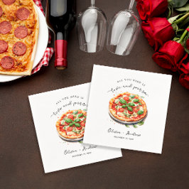 Guardanapo De Papel Ensaio de Jantar Minimalista Moderno Amor e Pizza