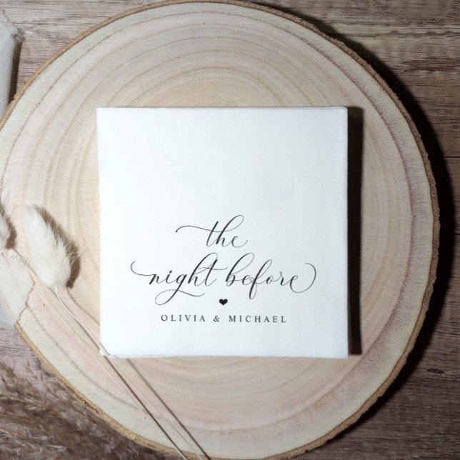 Guardanapo De Papel Ensaio Janta Napkins Na Noite Antes Do Casamento (The night before wedding rehearsal dinner napkins in black and white script. Personalized rehearsal)