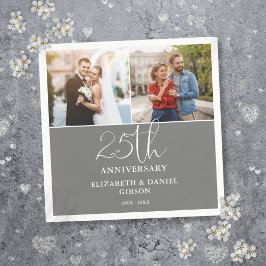 Guardanapo De Papel Então e Agora 2 Foto 25º Aniversário de Casamento