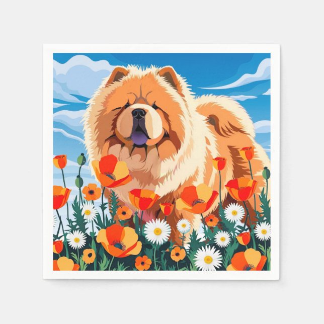 Guardanapo De Papel ENTRE OS POPPIES Chow (Frente)