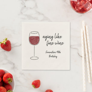 Guardanapo De Papel Envelhecimento Como Vinho Baixo Vidro Tinto Aniver