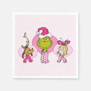 Guardanapo De Papel Equipe do Grinch em Retrato Rosa de Dia dos Namora